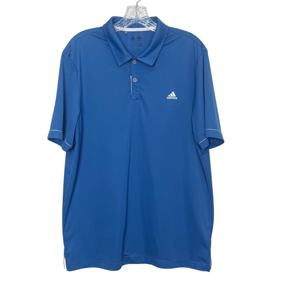Adida Golf Polo Shirt Mens Large Blue Short Sleeve Activewear